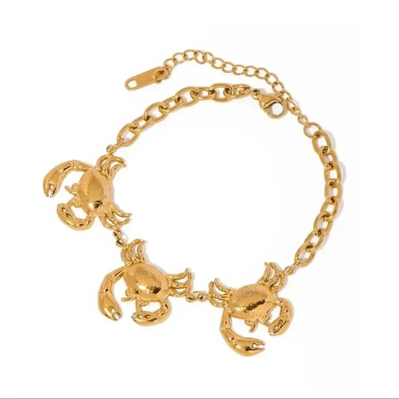 Anthropologie Crab 18K Gold Plated Stainless Steel Waterproof Bracelet - Picture 3 of 8